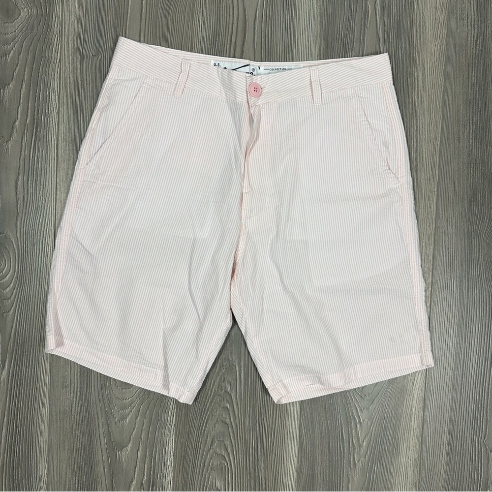 NWT US Vintage by Exist‎ Men’s Pink White Seersucker Shorts Size S Summer Preppy